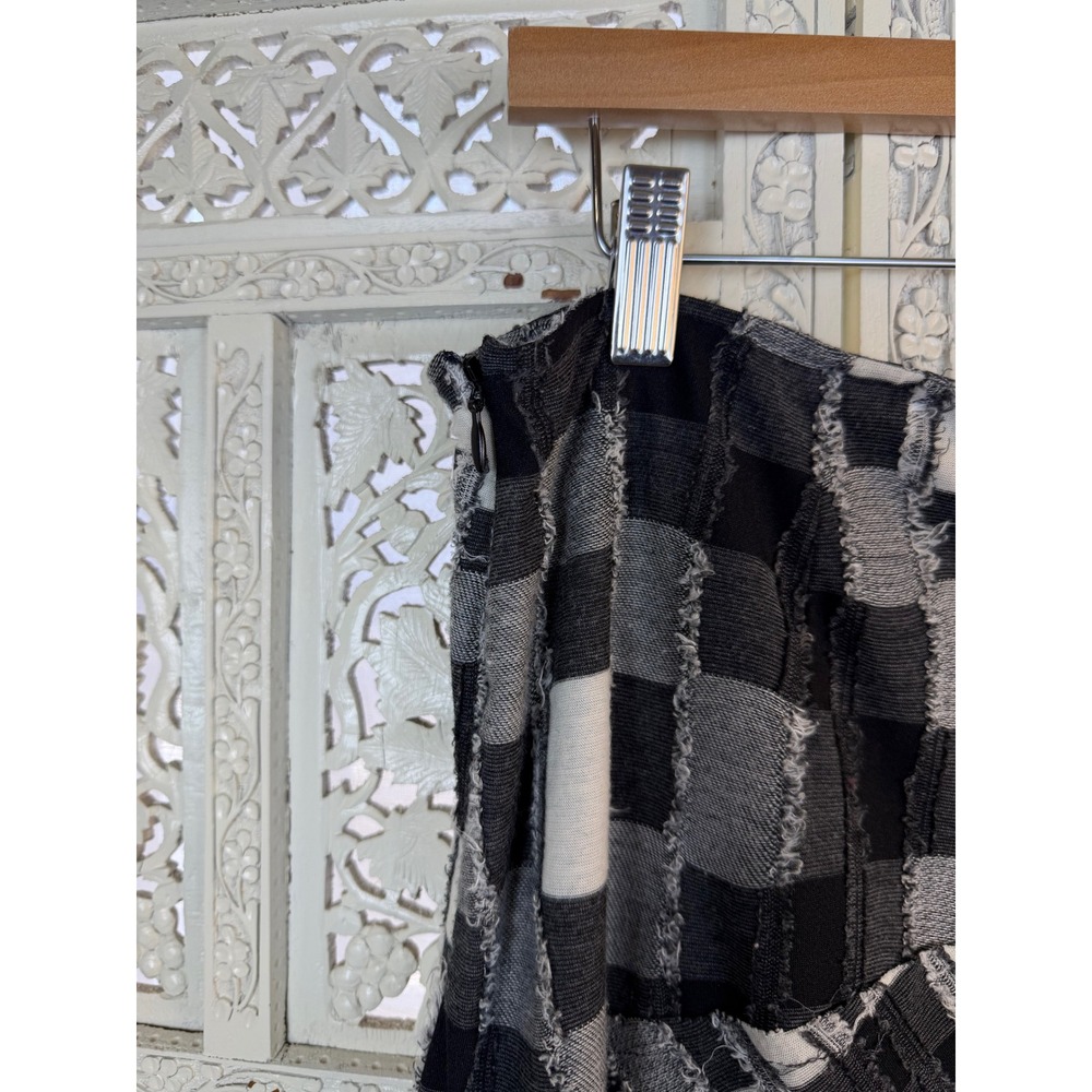 Tribal Black Patchwork Distressed Midi Skirt Sz 1… - image 5